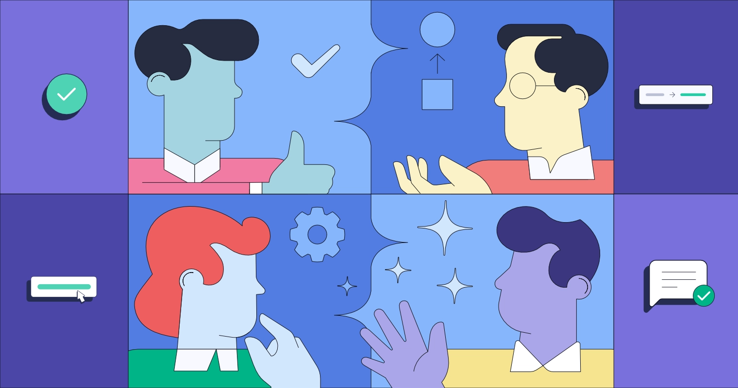 Editorial illustration for Grammarly blog article about effective workplace communication strategies